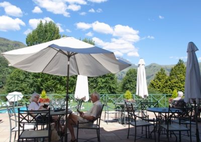 veranda patio drakensberg read swimming pool mountains mountain champagne castle hotel resort